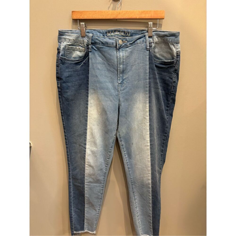 Massini 18 women’s patchwork stretchy jeans w-raw hem